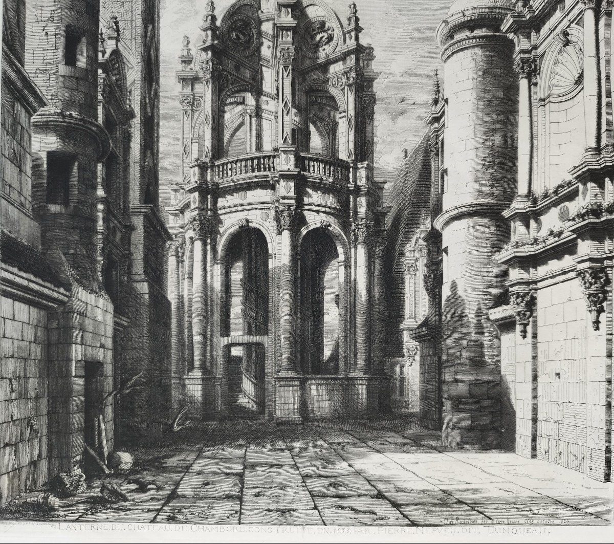 Chateau Chambord La Lanterne Gravure Architecture Eau-forte Par Octave De Rochebrune-photo-3