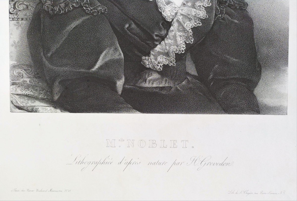 Portrait Of A Lady Mademoiselle Noblet Lithograph By Henri Grévedon 19th C Old Print-photo-4