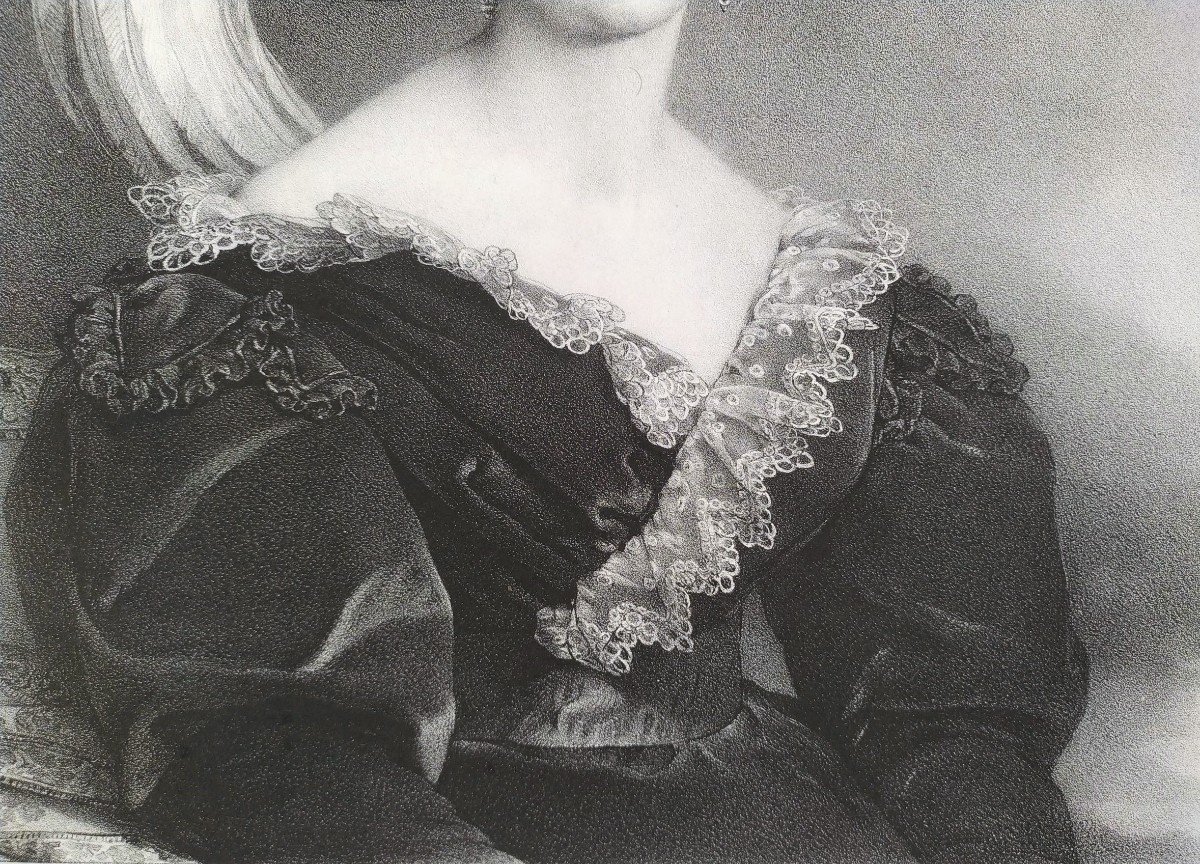 Portrait Femme Mademoiselle Noblet Lithographie Par Henri Grévedon 19ème-photo-2