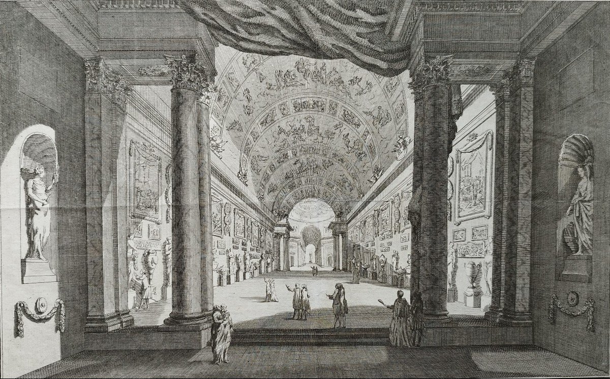 Optical View The Palace Of Cardinal Colone In Rome 18th C. Engraving-photo-1