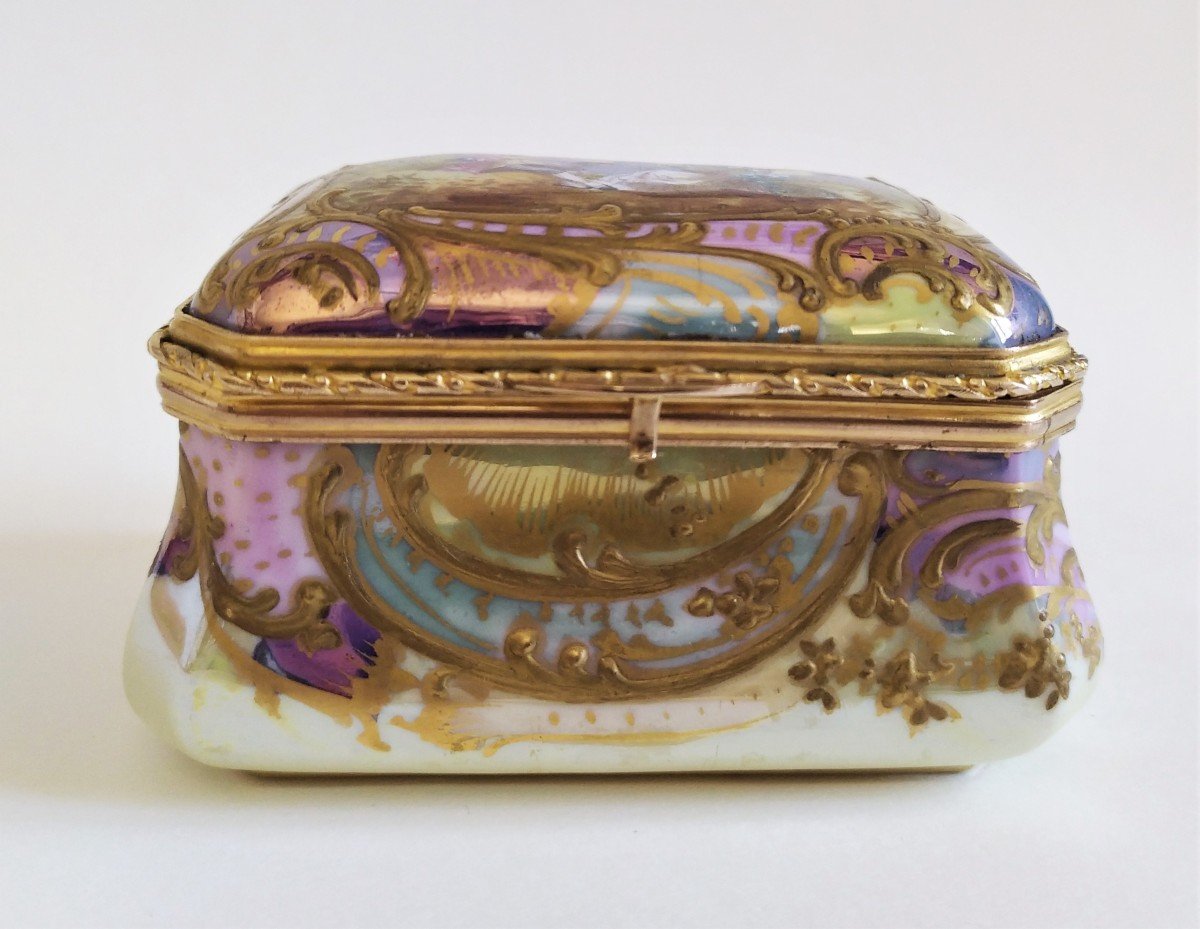 Boîte Bijoux En Porcelaine Peinte à La Main Ancienne-photo-2