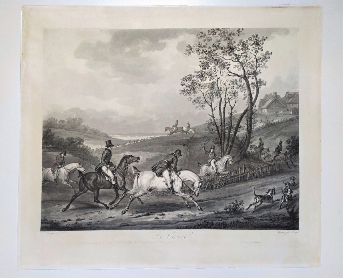 Gravure De Chasse d'Après Horace Vernet 19ème -photo-2