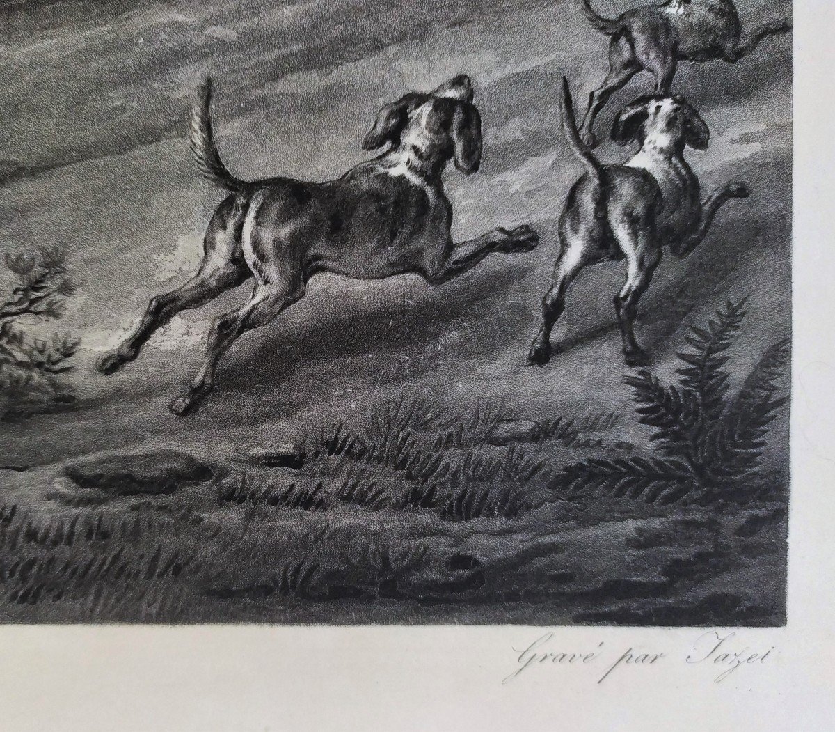 Gravure De Chasse d'Après Horace Vernet 19ème -photo-1