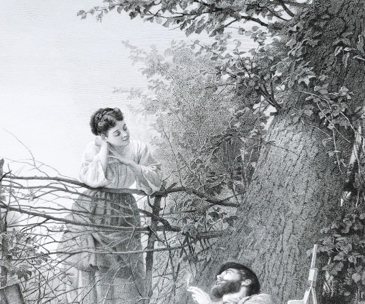Peinture En Plein Air Gravure d'Après Edmond-Adolphe Rudaux 19 ème-photo-2