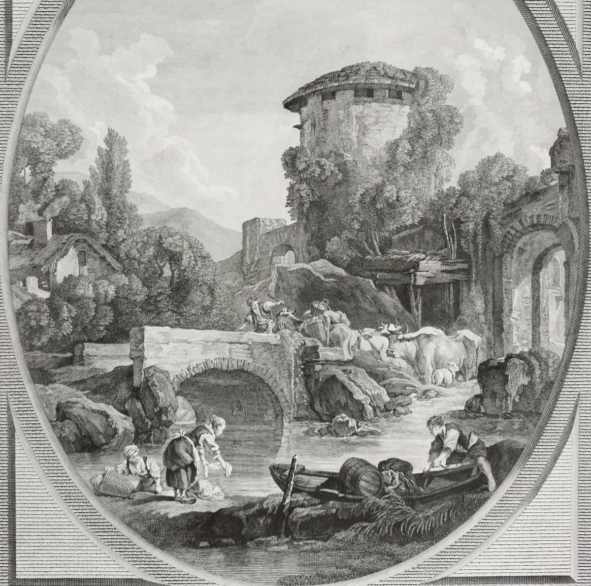 Le Pont d'Après  François Boucher Gravure 19ème-photo-1