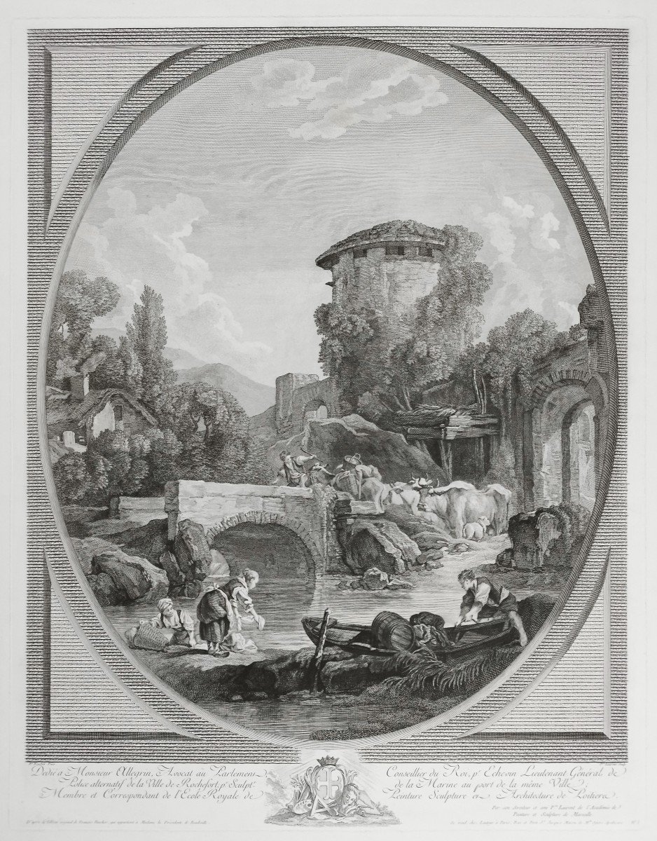 Le Pont d'Après  François Boucher Gravure 19ème