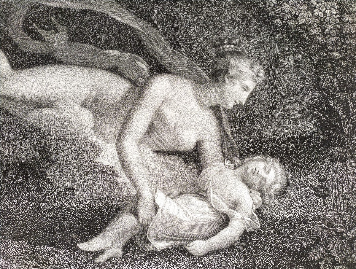 Neo-classical Mythological Engraving Venus And Ascanius  Etching After Charles-pompée Le Boulanger De Boisfrémont-photo-2