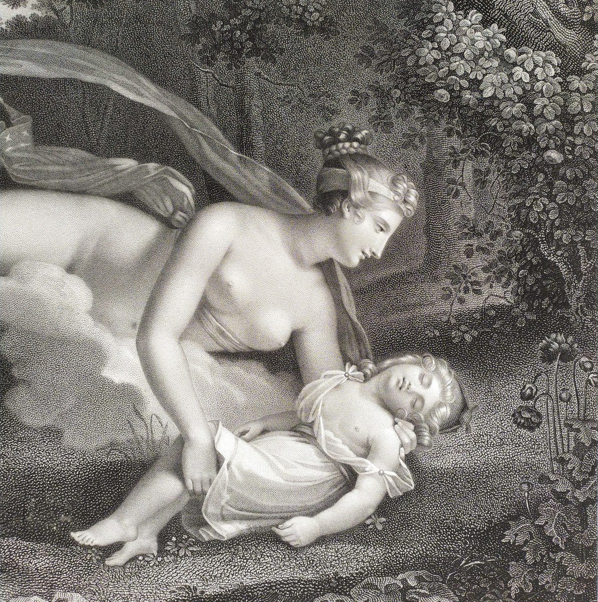 Neo-classical Mythological Engraving Venus And Ascanius  Etching After Charles-pompée Le Boulanger De Boisfrémont-photo-3