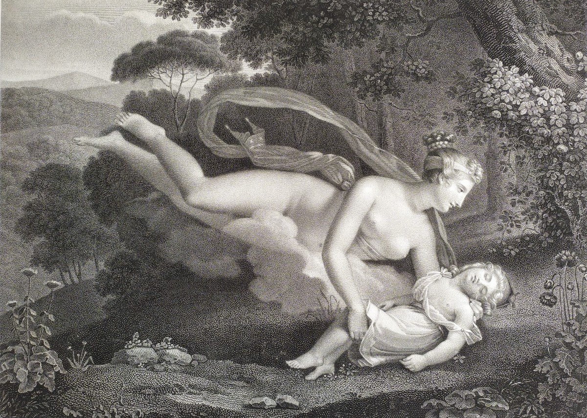 Neo-classical Mythological Engraving Venus And Ascanius  Etching After Charles-pompée Le Boulanger De Boisfrémont