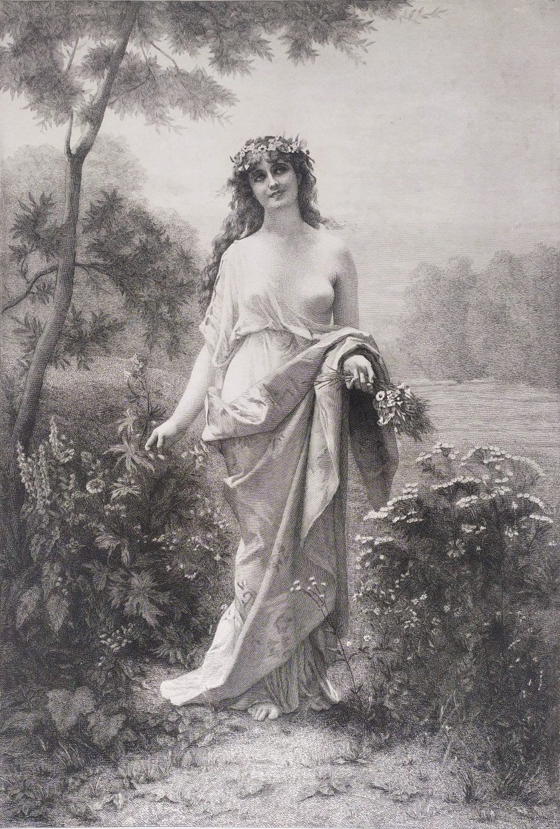 Flore Gravure Mythologique 19ème Nymphe  d'après Alexandre Cabanel