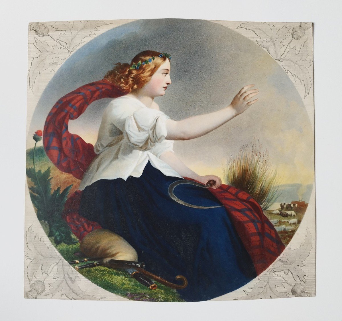 Ceres Allegory Of Summer Watercolored Lithograph Old Print 19th C-photo-2