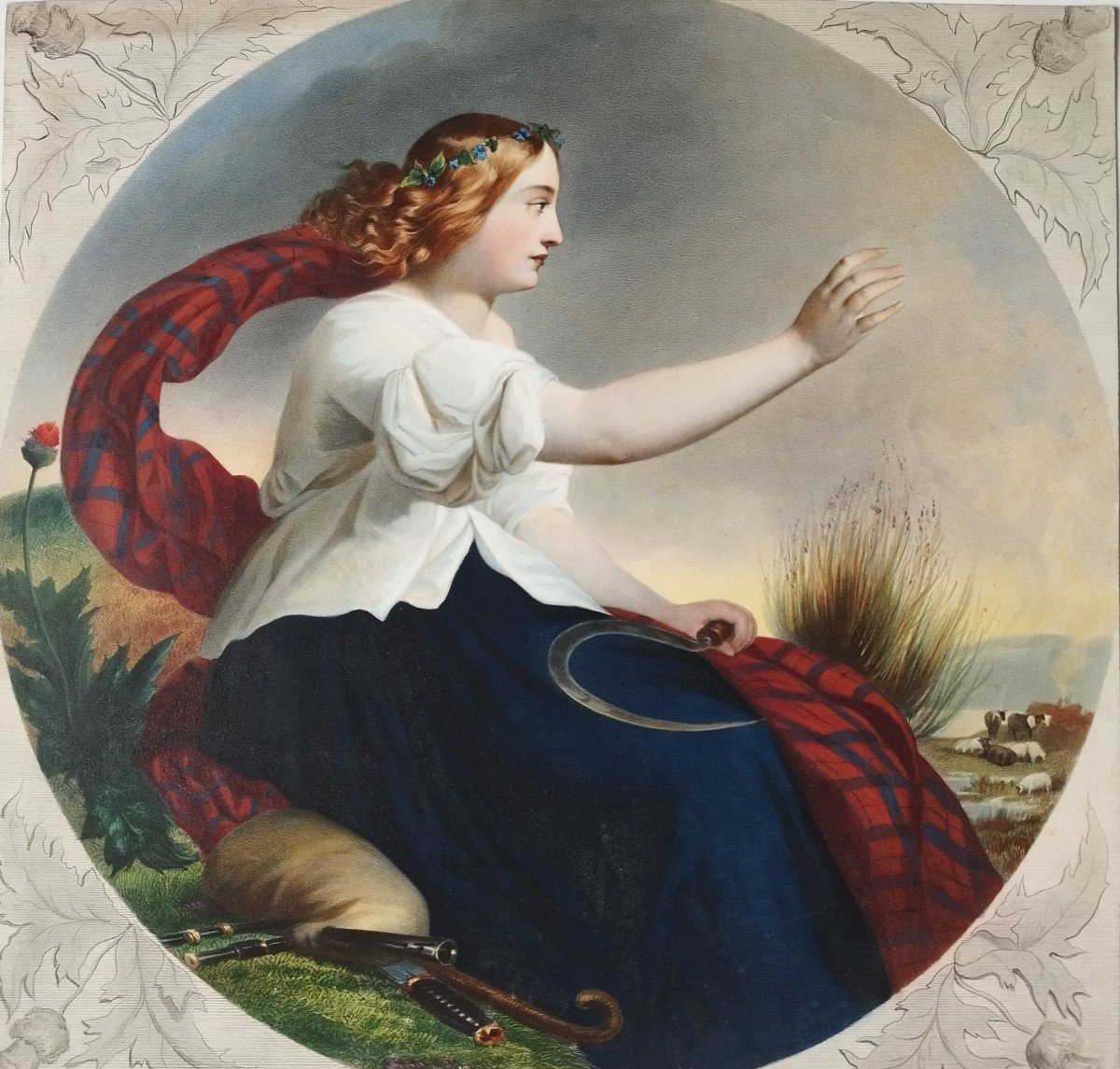 Ceres Allegory Of Summer Watercolored Lithograph Old Print 19th C-photo-3