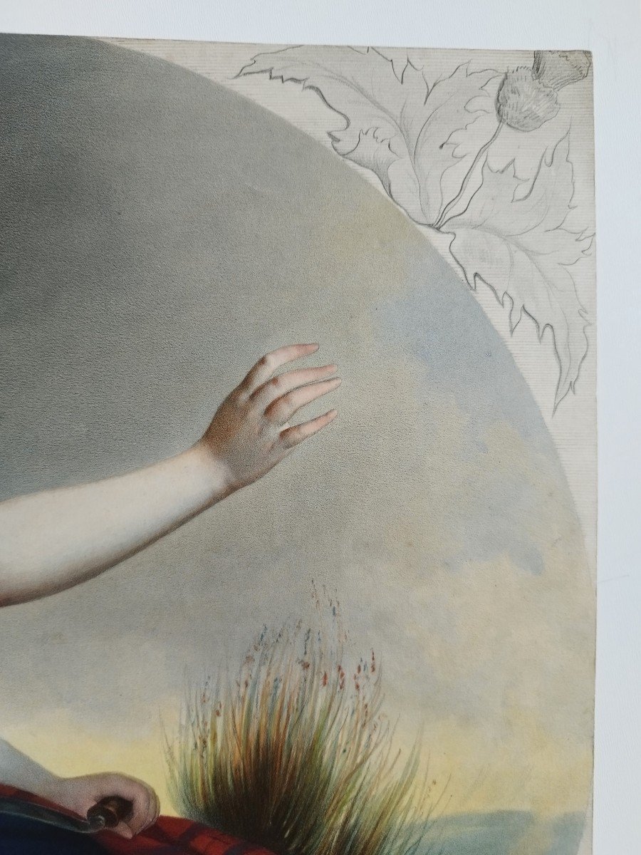 Ceres Allegory Of Summer Watercolored Lithograph Old Print 19th C-photo-4