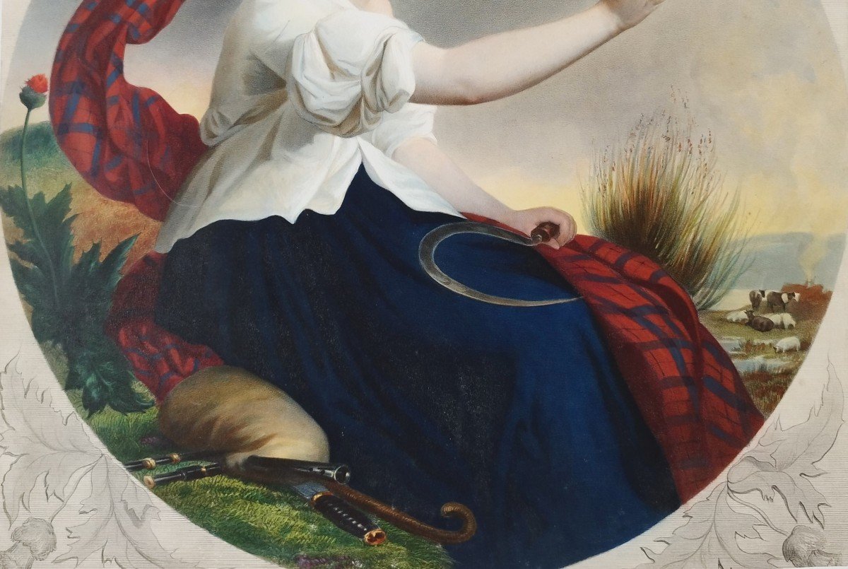 Ceres Allegory Of Summer Watercolored Lithograph Old Print 19th C-photo-3