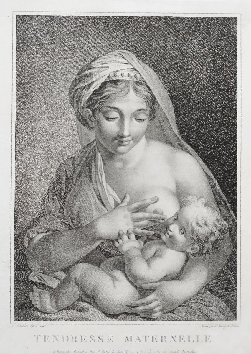 Paire De Gravures Allegoriques  Fidélité  Et Maternité Néo Classique d'époque Empire-photo-3