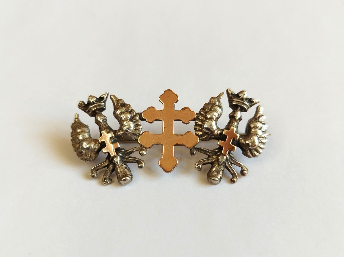 Cross Of Lorraine And Alérions Brooch Antique Jewelry-photo-3