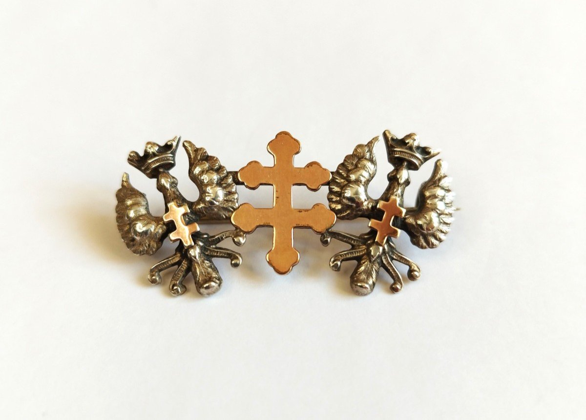 Cross Of Lorraine And Alérions Brooch Antique Jewelry-photo-4