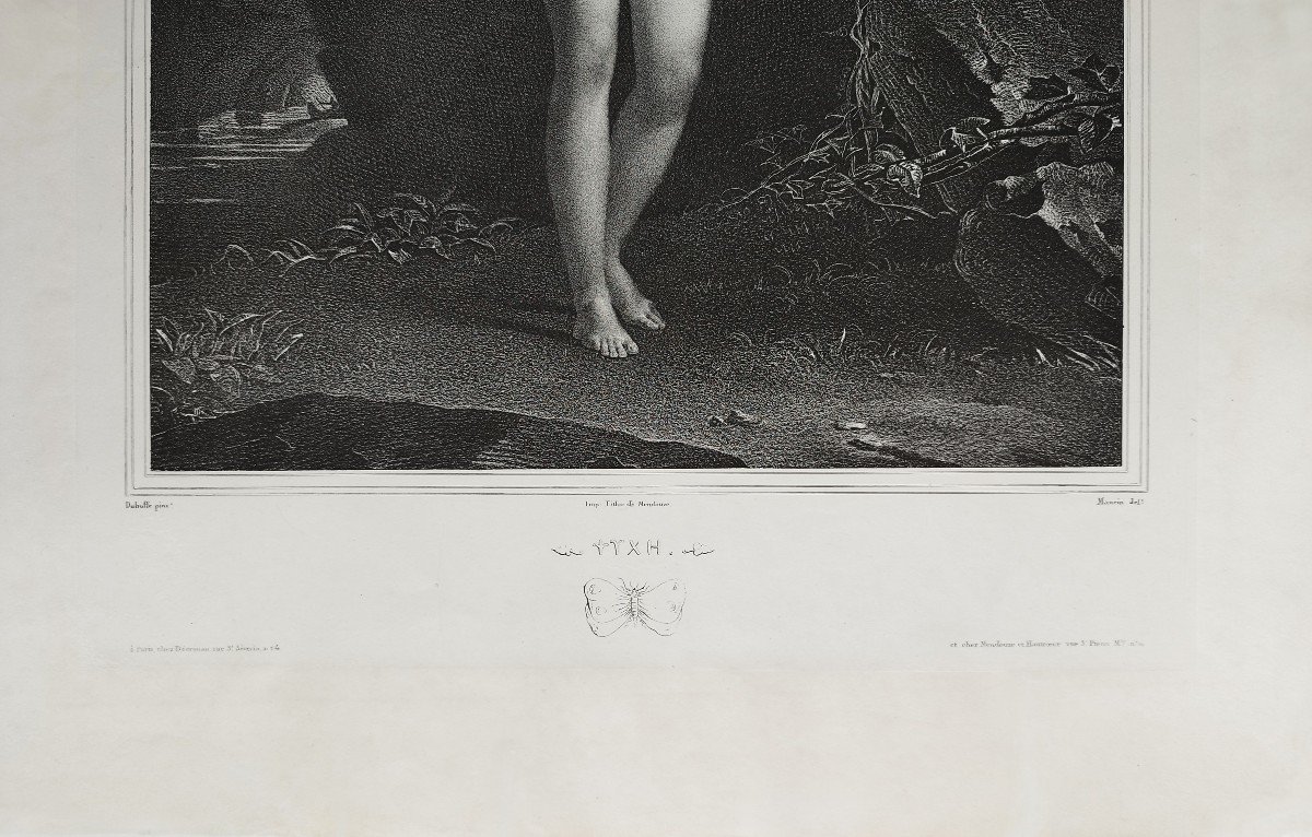 Greek Mythology Psyche Lithograph After Claude Marie Dubufe 19th C Old Print-photo-2