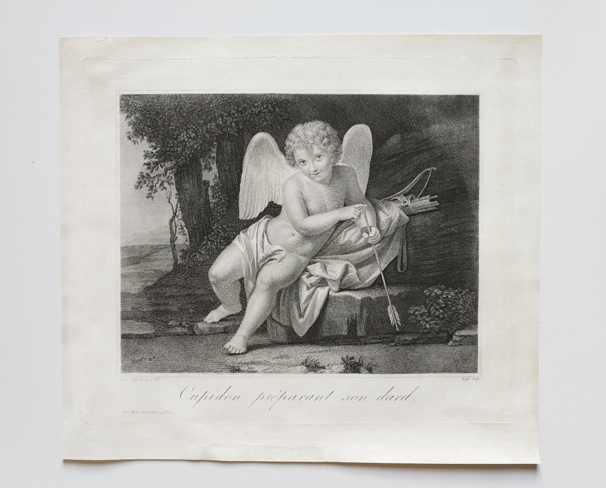 Cupidon Gravure Par Weiss d'après Steph. Tofanelli 18ème-photo-2