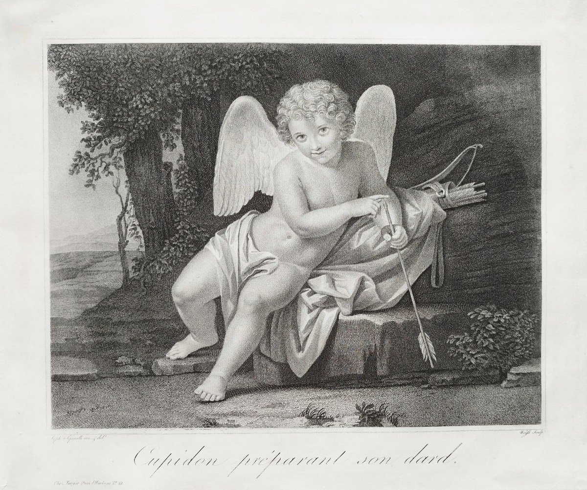 Cupidon Gravure Par Weiss d'après Steph. Tofanelli 18ème-photo-3