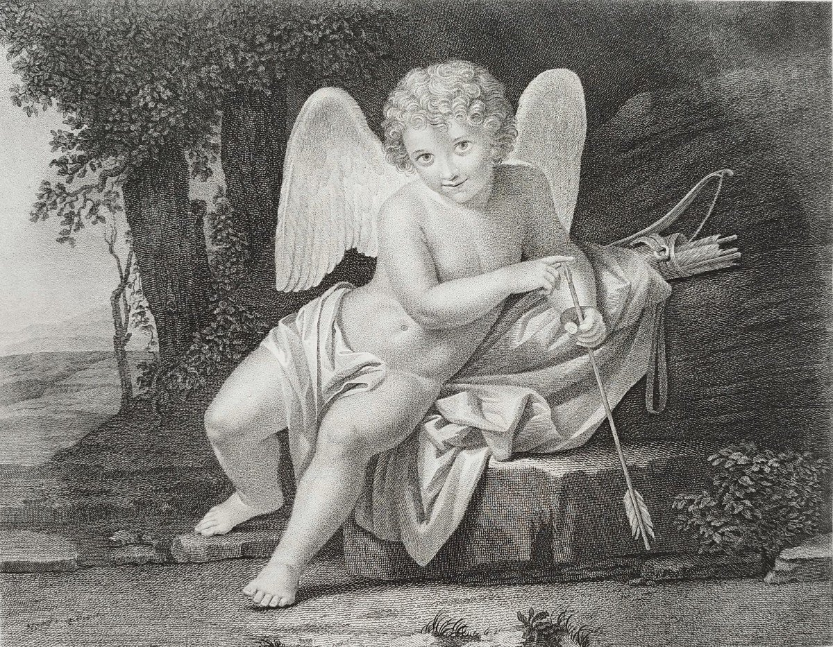 Cupidon Gravure Par Weiss d'après Steph. Tofanelli 18ème-photo-4