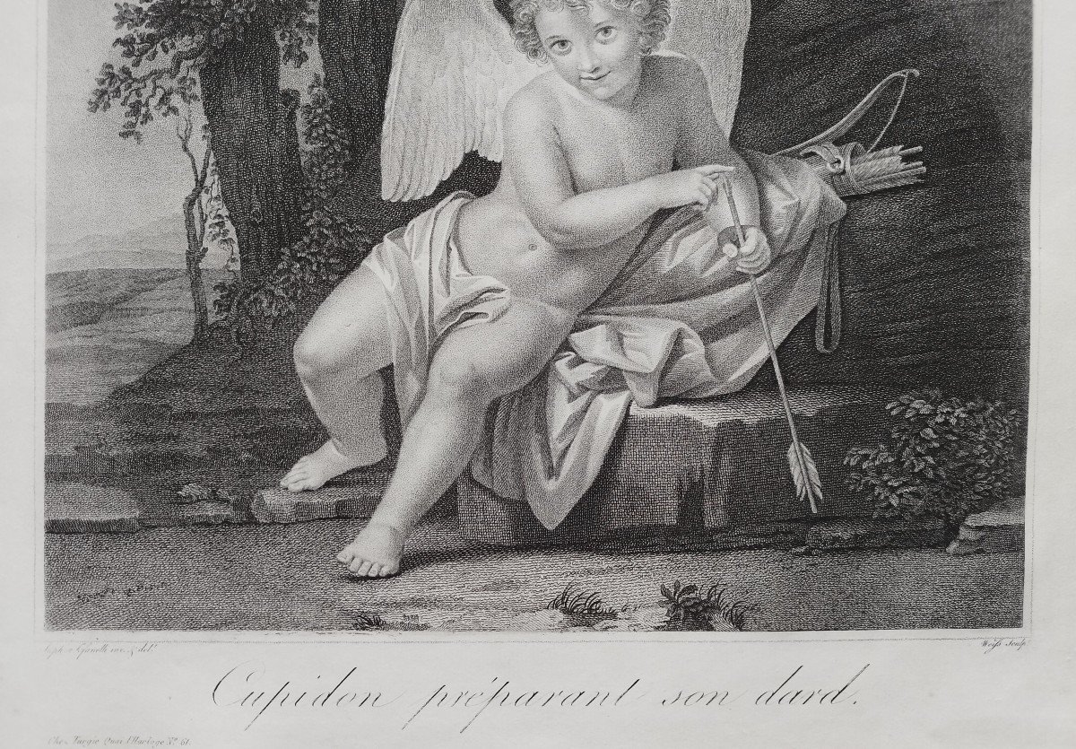 Cupidon Gravure Par Weiss d'après Steph. Tofanelli 18ème-photo-1