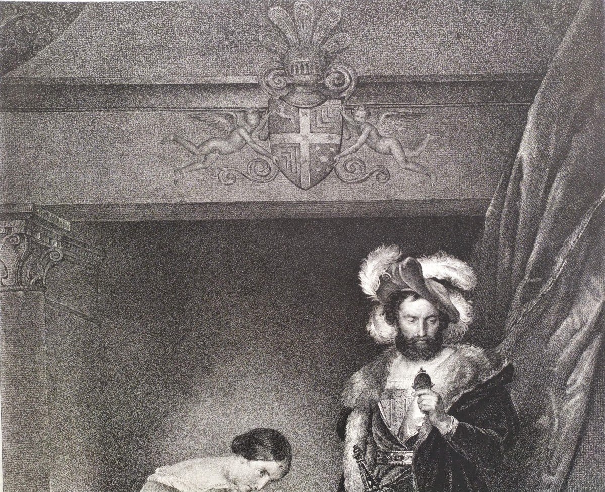 Grande Lithographie Françoise De Foix d'Après Fragonard 19ème-photo-4