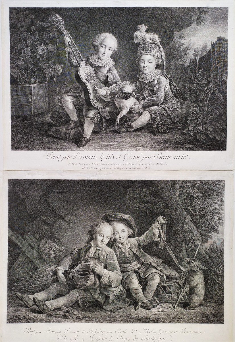 Pair Of Engravings By Beauvarlet And Melini 18th Century Etching Old Print