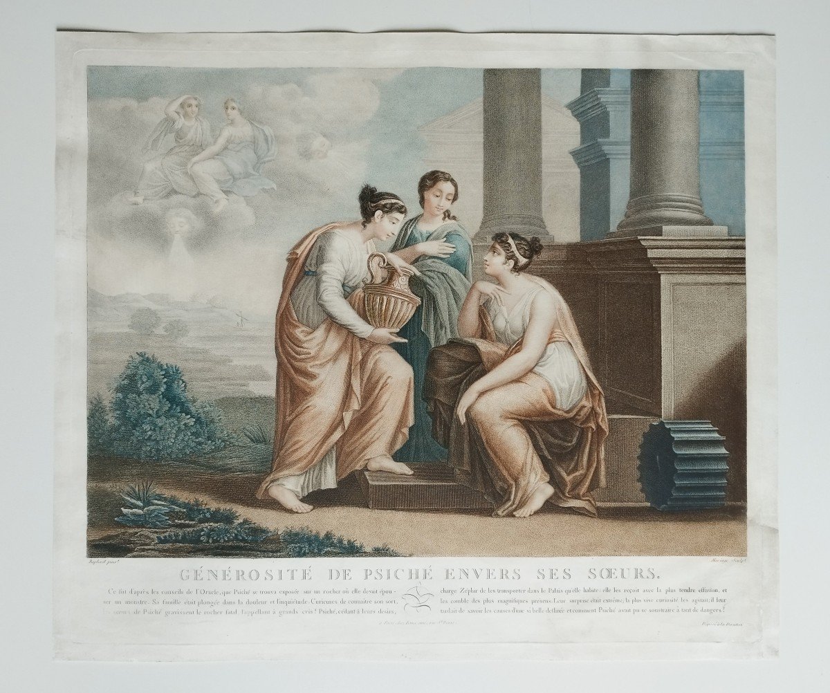 Générosité De Psiché Envers Ses Soeurs Gravure  Pointillé Par Louis François Mariage, Empire -photo-2