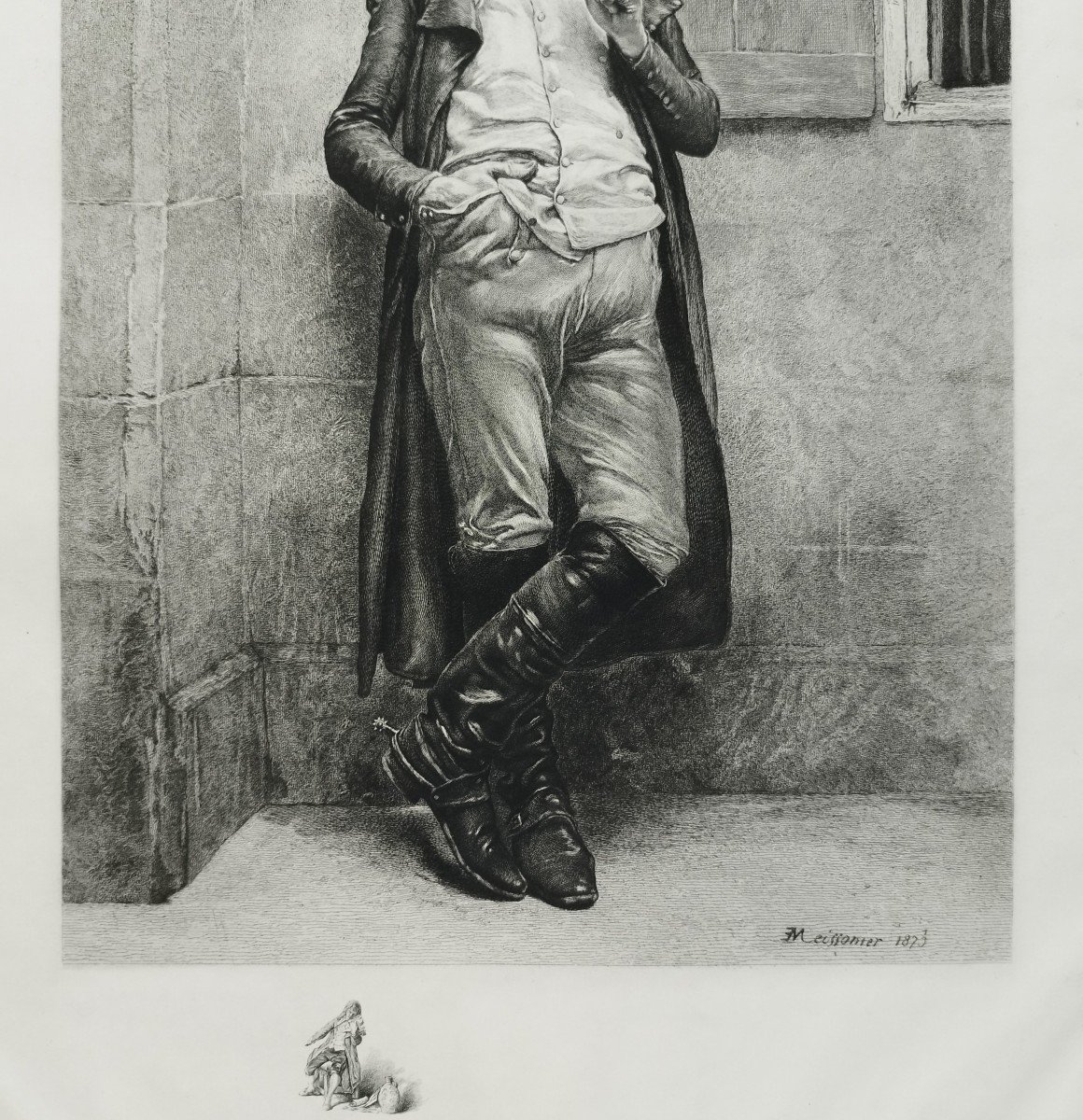 Gravure d'Après Meissonier Militaria Soldat de l'Empire Fumeur-photo-2
