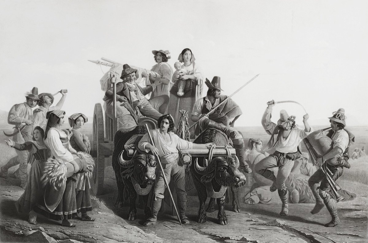 Les Moissonneurs Dans Les Marais Pontins Gravure d'Après Léopold Robert Par Prévost