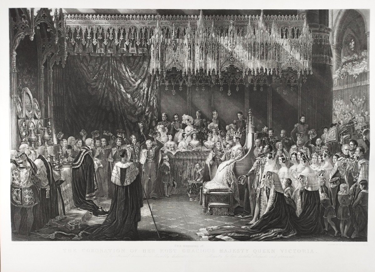 Gravure Le Couronnement De Sa Majesté La Reine Victoria d'après  George Hayter-photo-2
