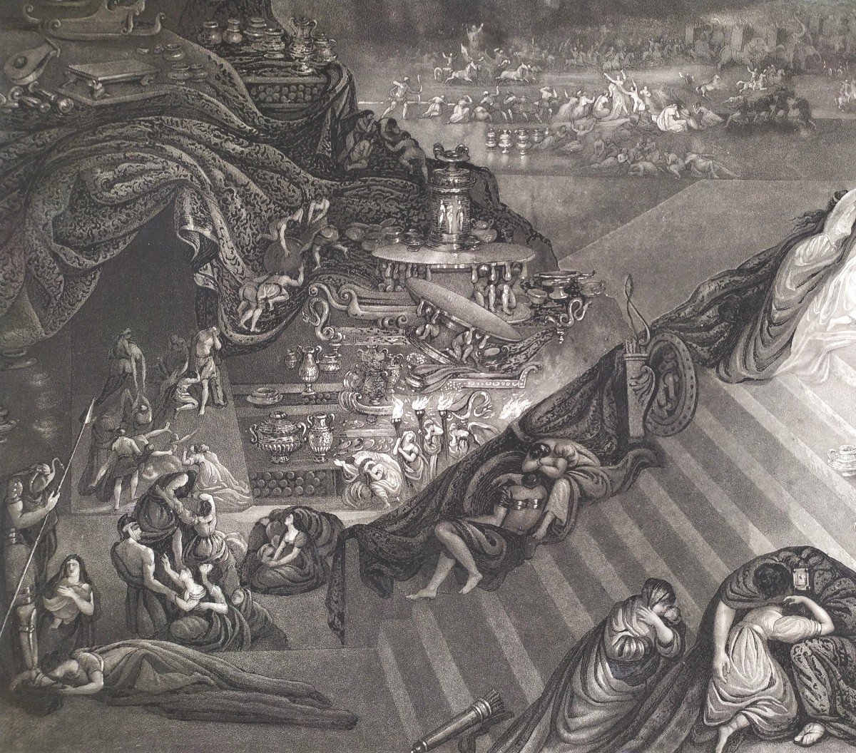John Martin The Fall Of Nineveh 19th Century Engraving Etching Old Print-photo-4