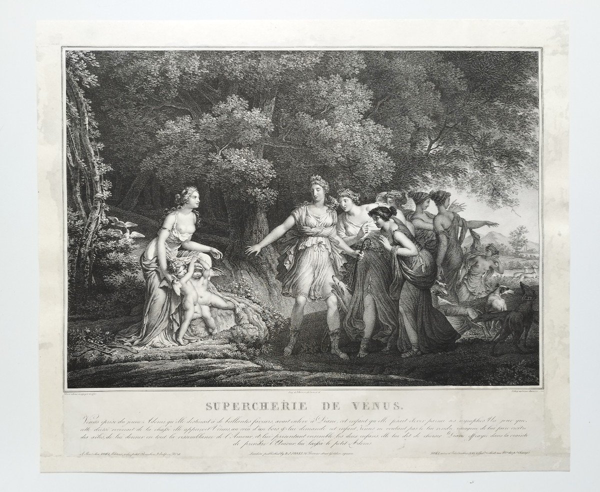 Greek Mythology Deception Of Venus Mythological Lithograph 19th C Old Print-photo-2