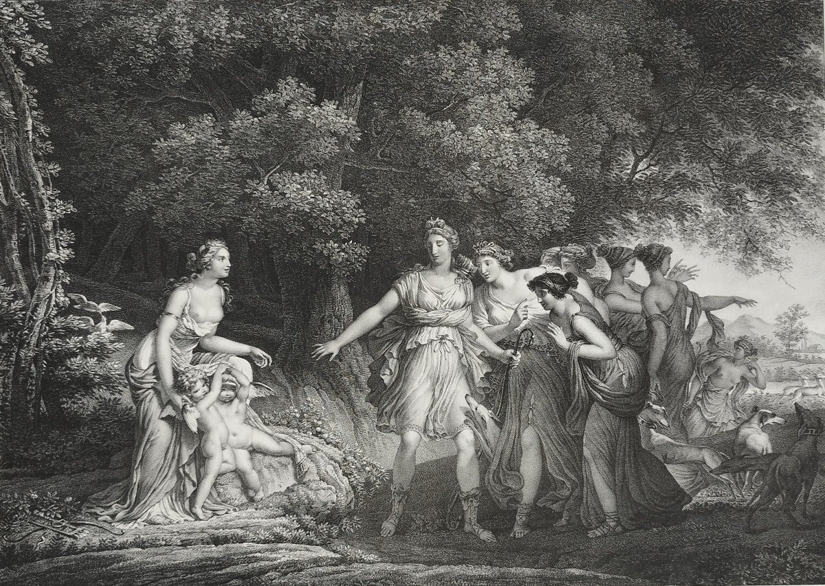 Supercherie De Venus Mythologie Grecque Lithographie 19ème -photo-2