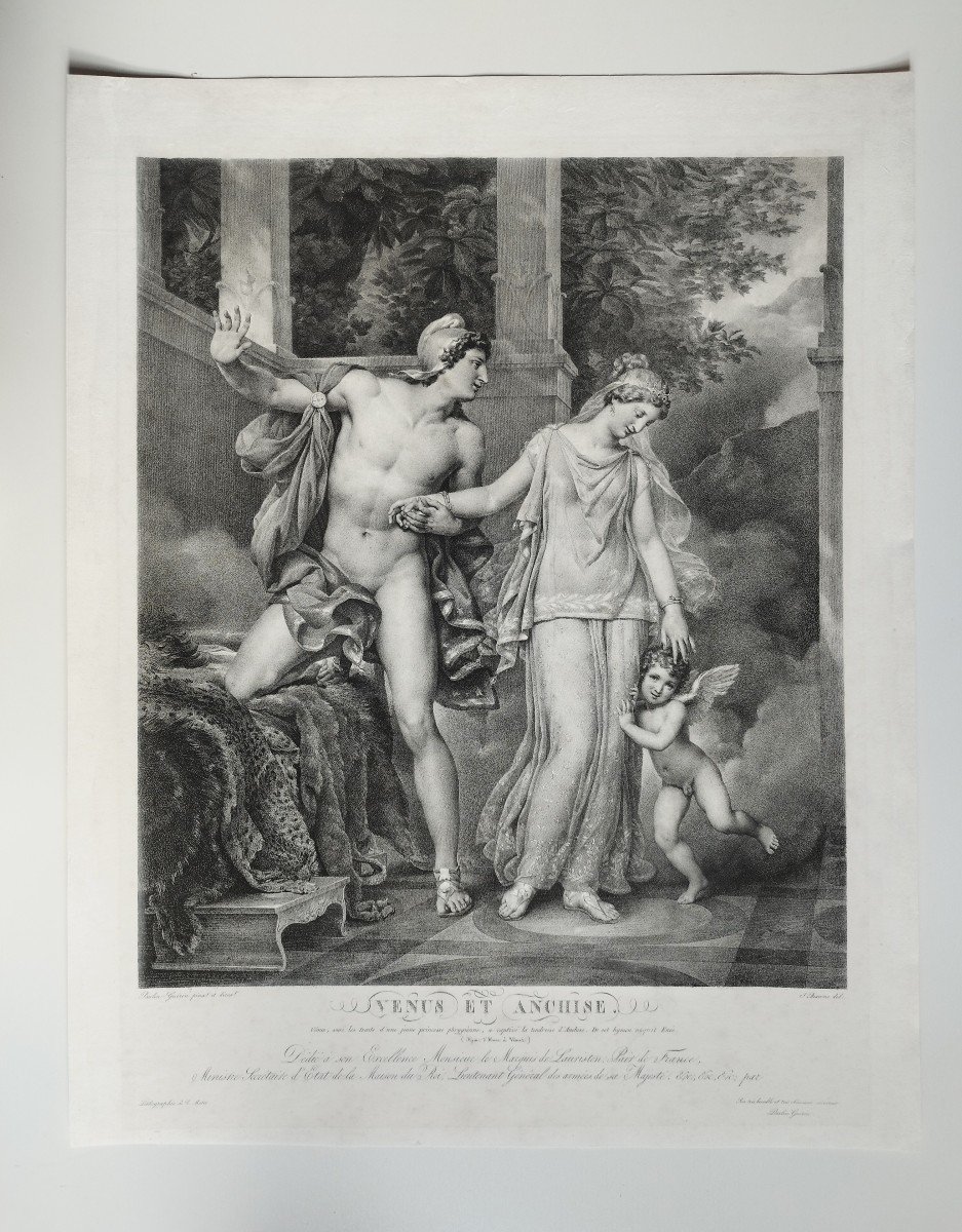 Greek Mythology Venus Lithograph 19th C Old Print-photo-2