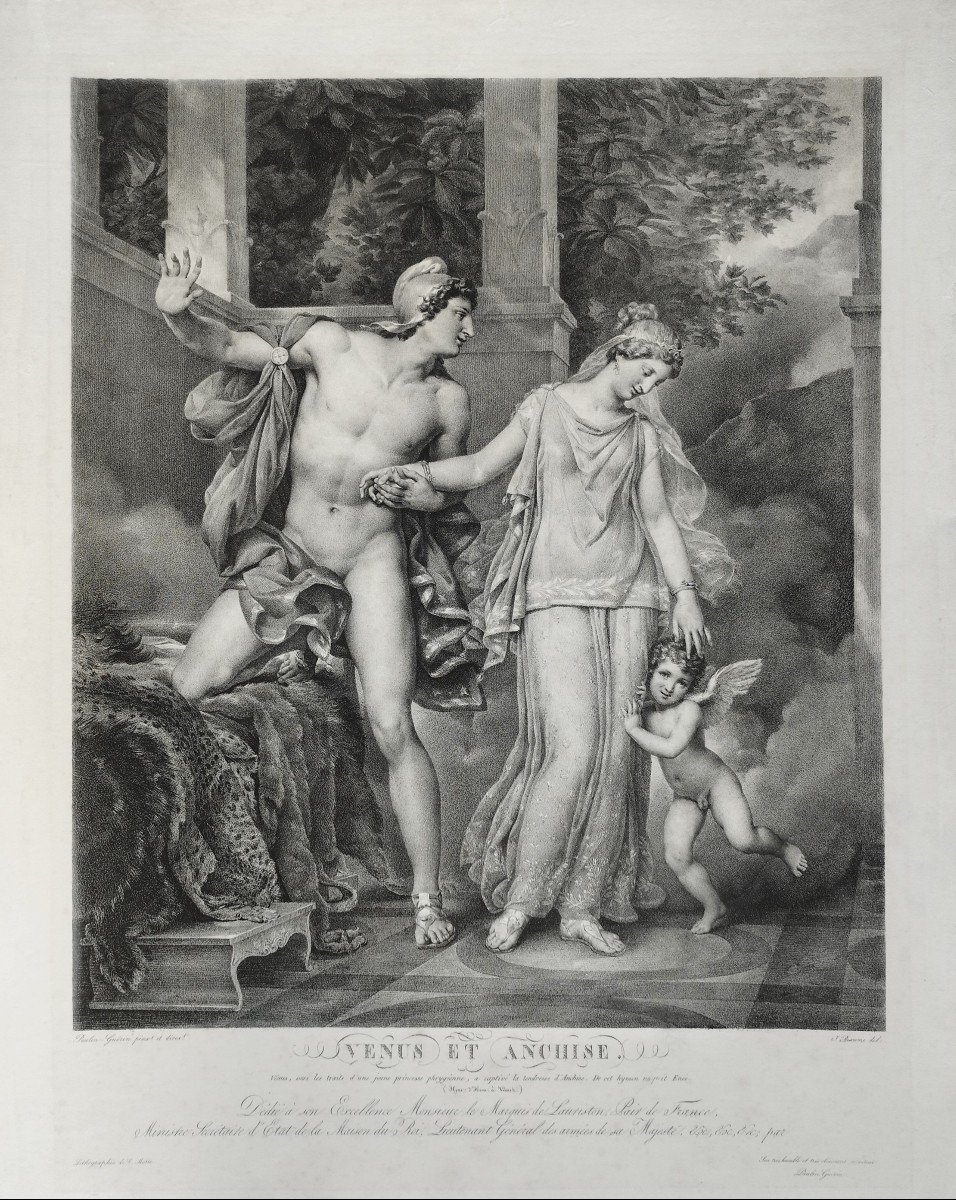 Greek Mythology Venus Lithograph 19th C Old Print-photo-3