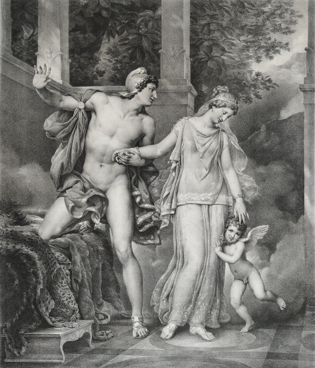 Greek Mythology Venus Lithograph 19th C Old Print-photo-1