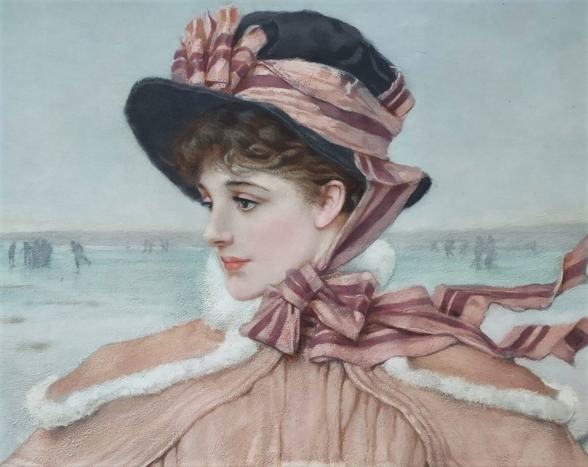 Photogravure After George Henry Boughton Love In Winter 19th C Old Print-photo-6