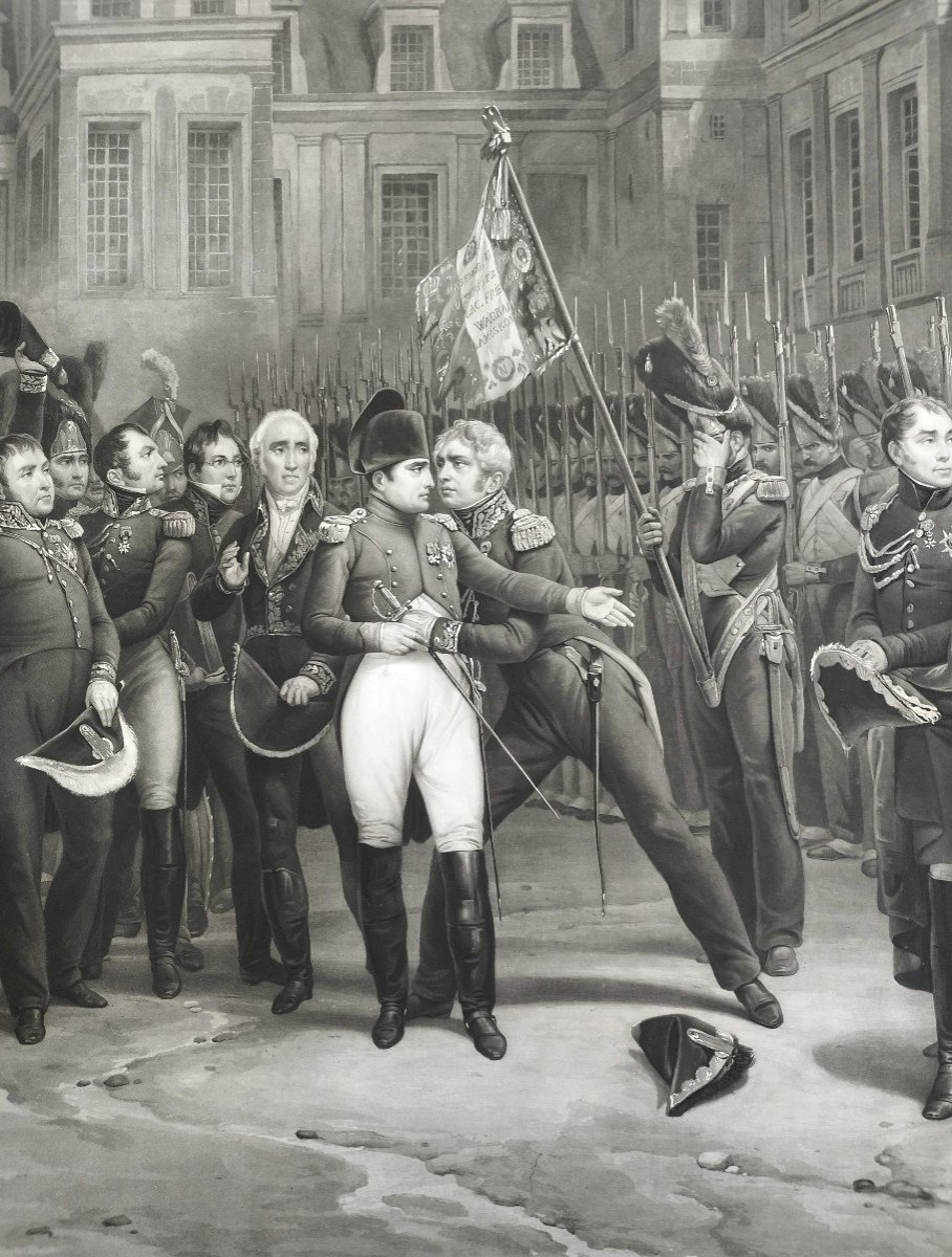 Napoléon Adieux De Fontainebleau Grande Gravure Par Jazet -photo-1