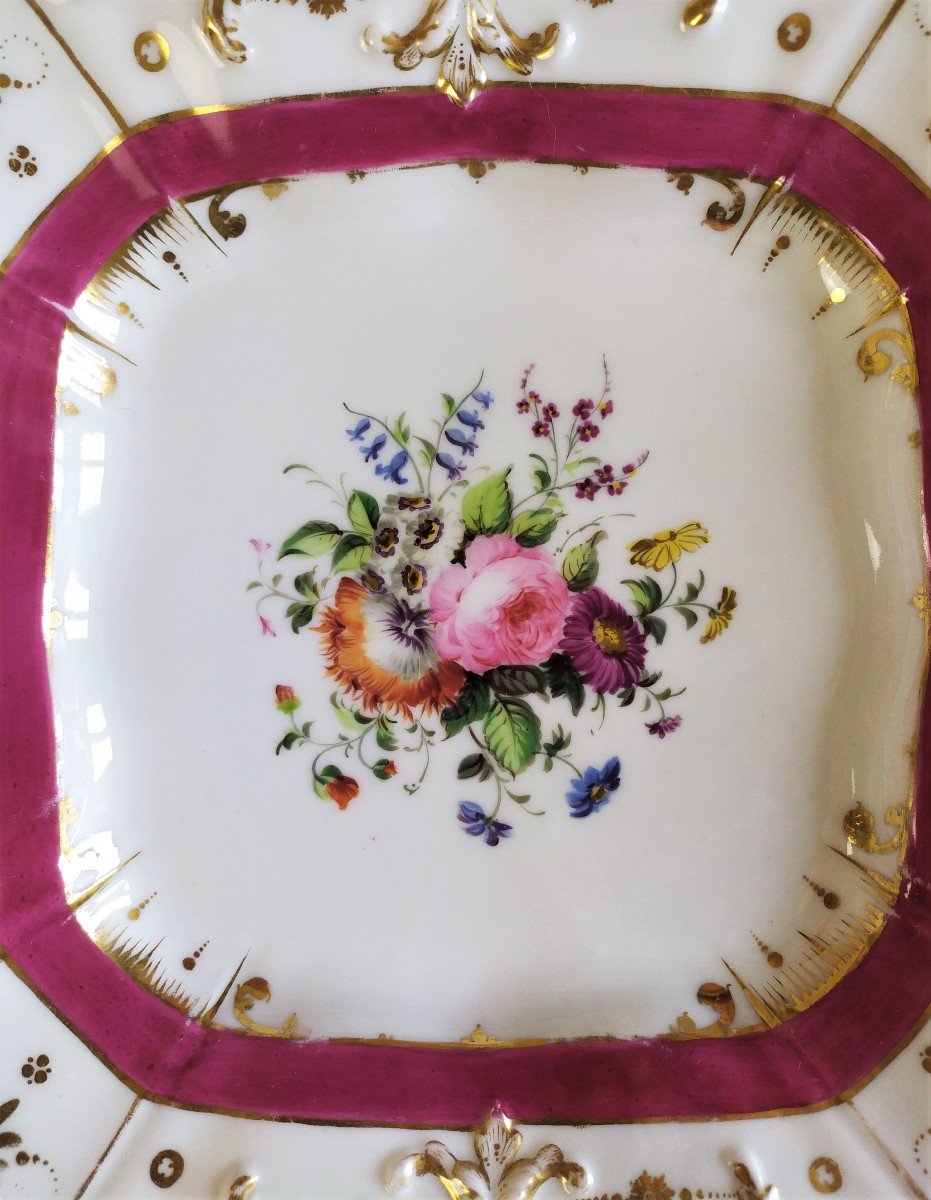 Paris Porcelain Pair Of Hand Painted Dishes 19th C-photo-3