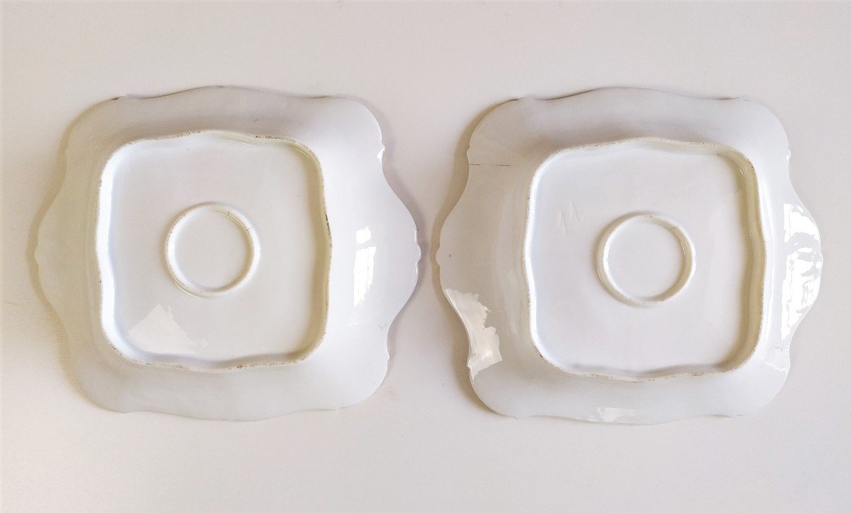 Paris Porcelain Pair Of Hand Painted Dishes 19th C-photo-1