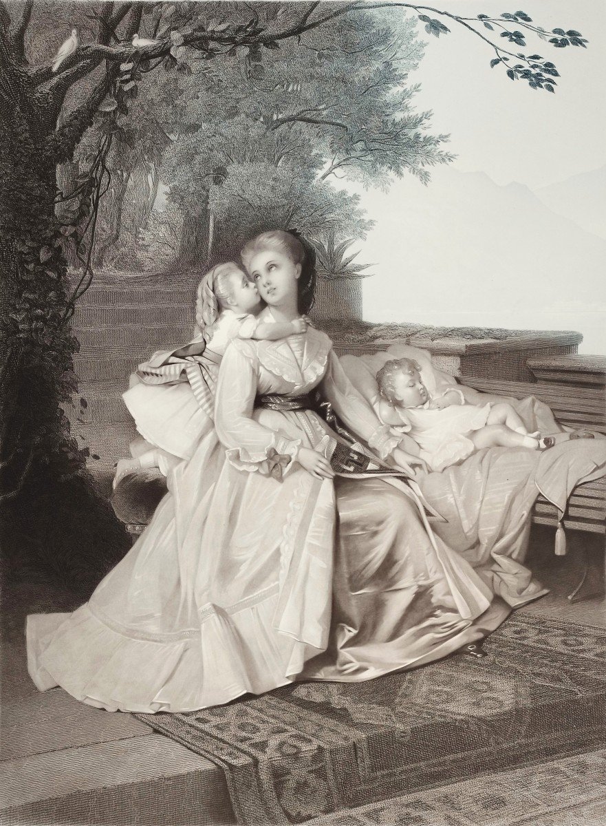 Grande Gravure  Par Cottin d'Après Brochart Maternité 19ème