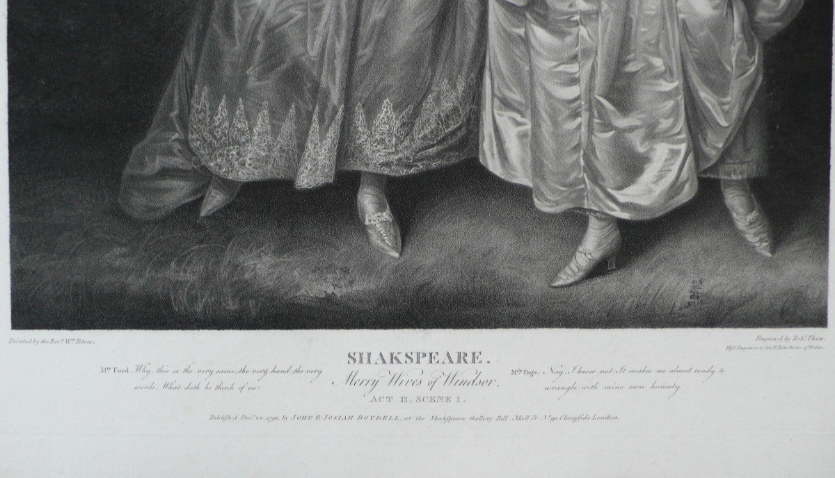 Engraving After William Peters Shakespeare Theater Merry Wives Of Windsor Etching 18th C Old Print-photo-3