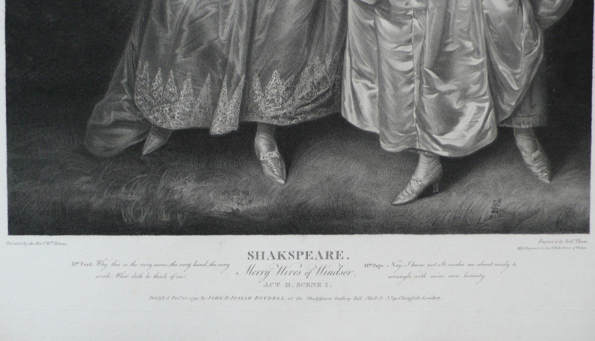 Gravure  d'Après William Peters Théâtre Shakespeare Merry Wives Of Windsor 18ème-photo-3
