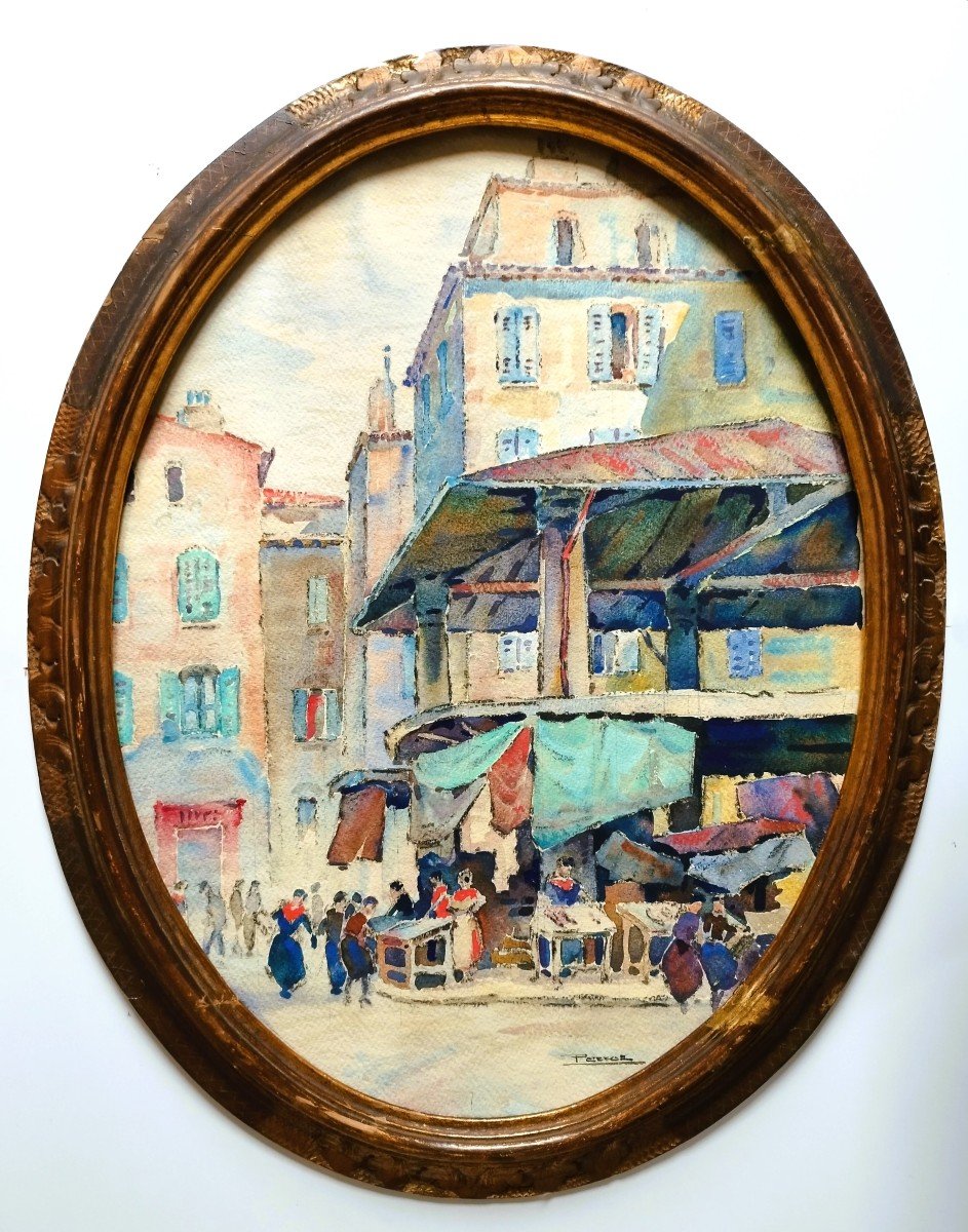  Old Toulon A Market Watercolor By Perrot-photo-2