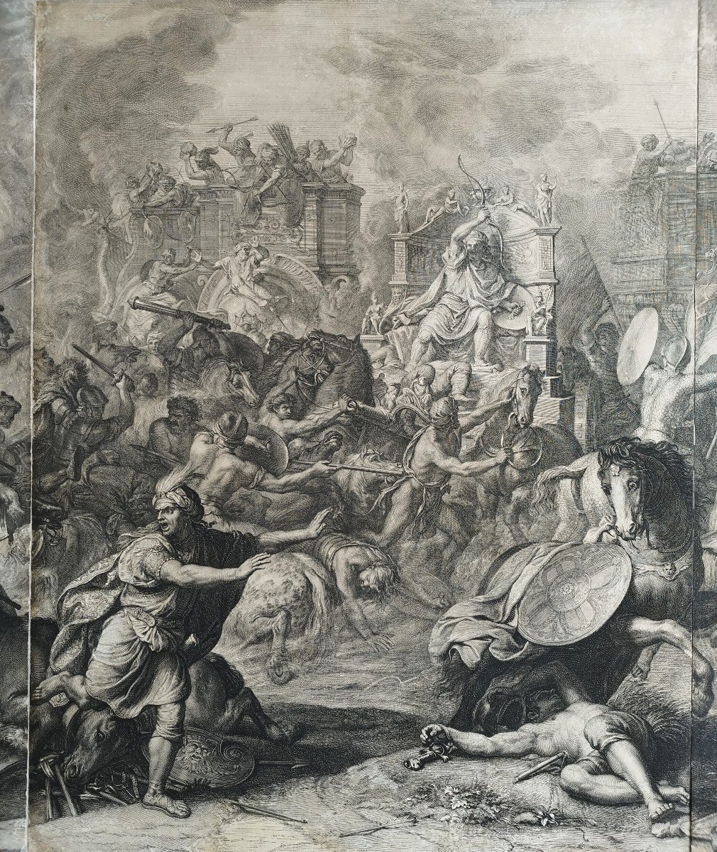  The Battle Of Arbelles After Charles Lebrun  Large Size Etching 17th C Engraving Old Print-photo-3