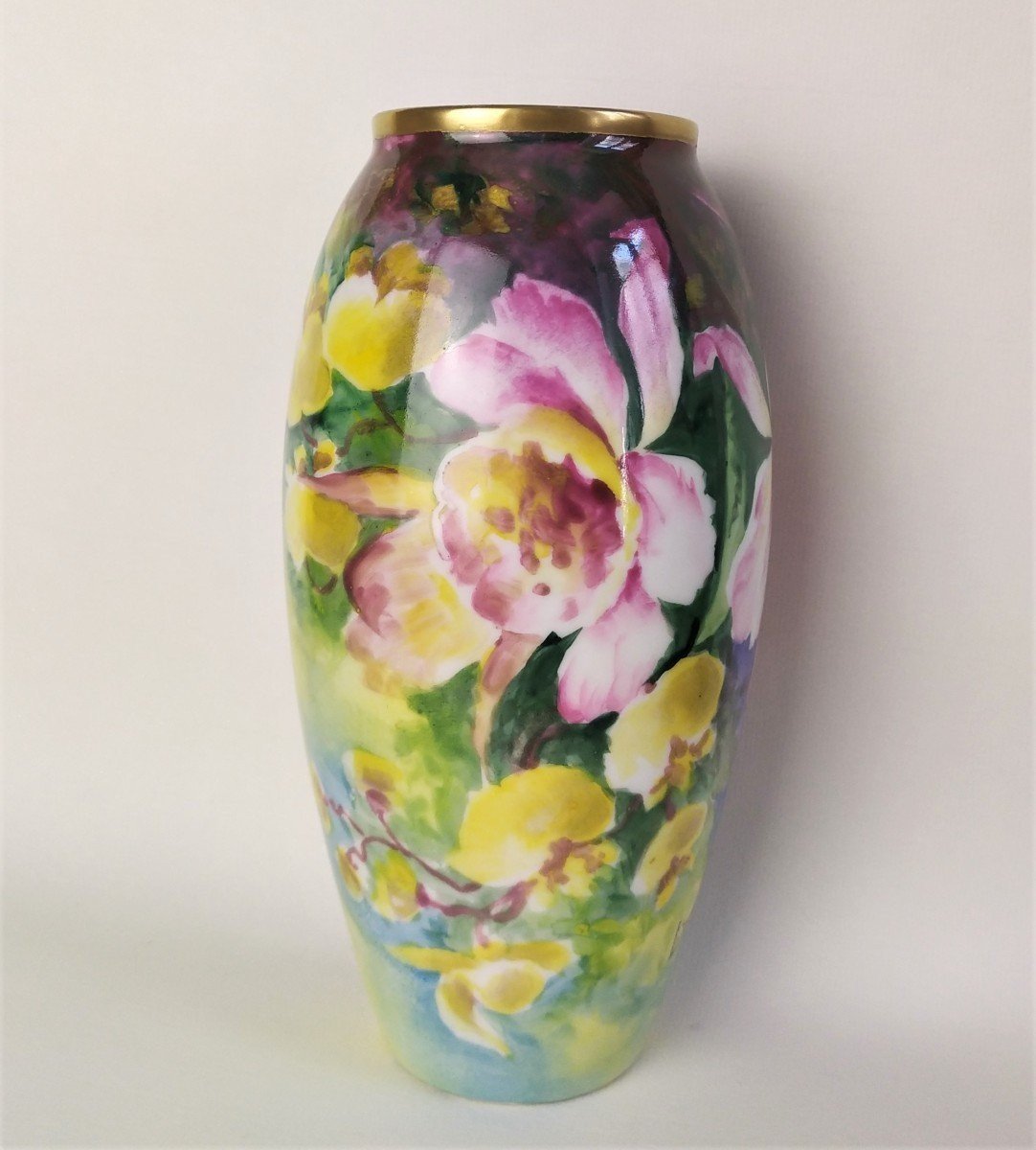 Limoges Vase En Porcelaine Peinte à La Main-photo-4