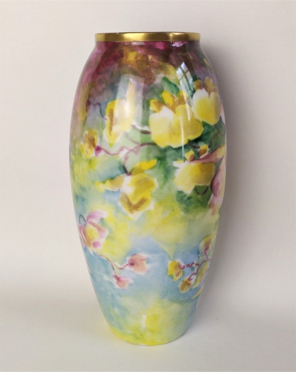 Limoges Vase En Porcelaine Peinte à La Main-photo-1