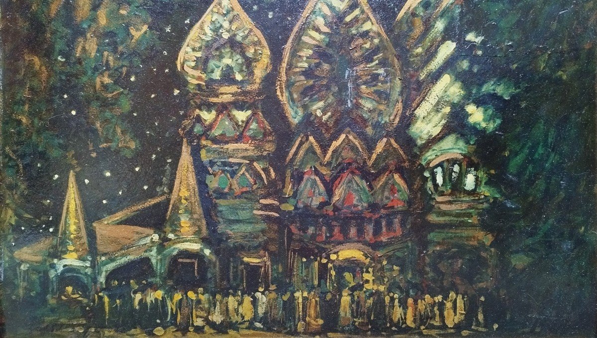 Leonard Tourjansky, Tsar Saltan, Oil On Panel 1920-photo-3